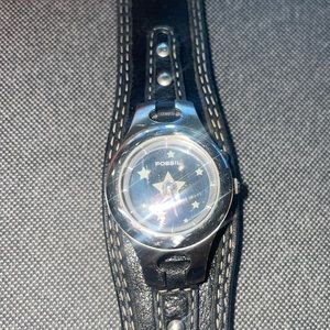 Black leather Fossil watch